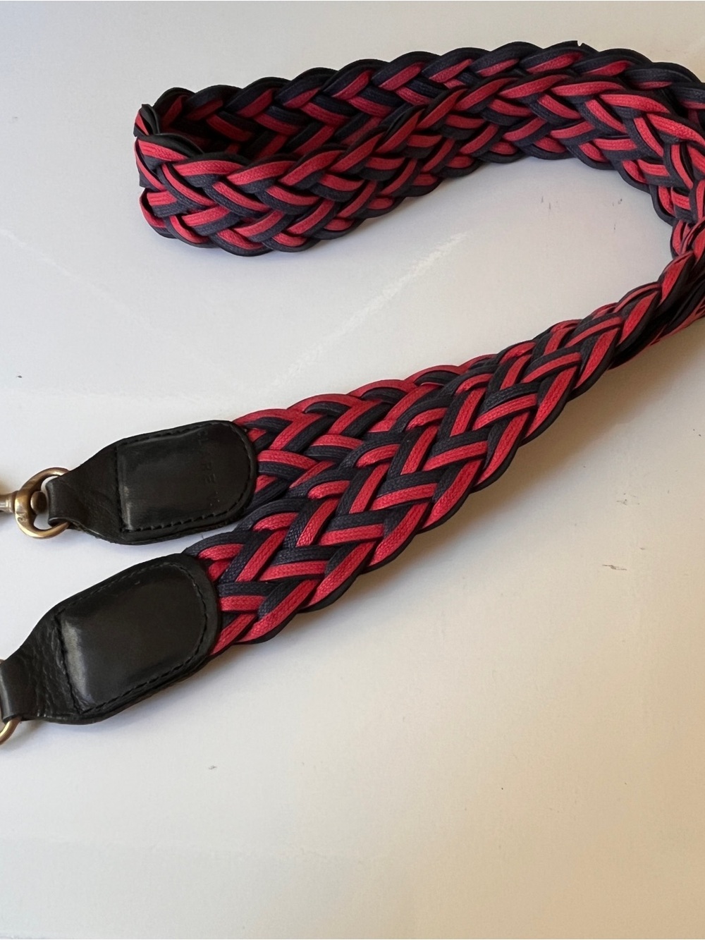 Clare V. Braided Crossbody Bag Strap in Navy and Red - Picture 6 of 7